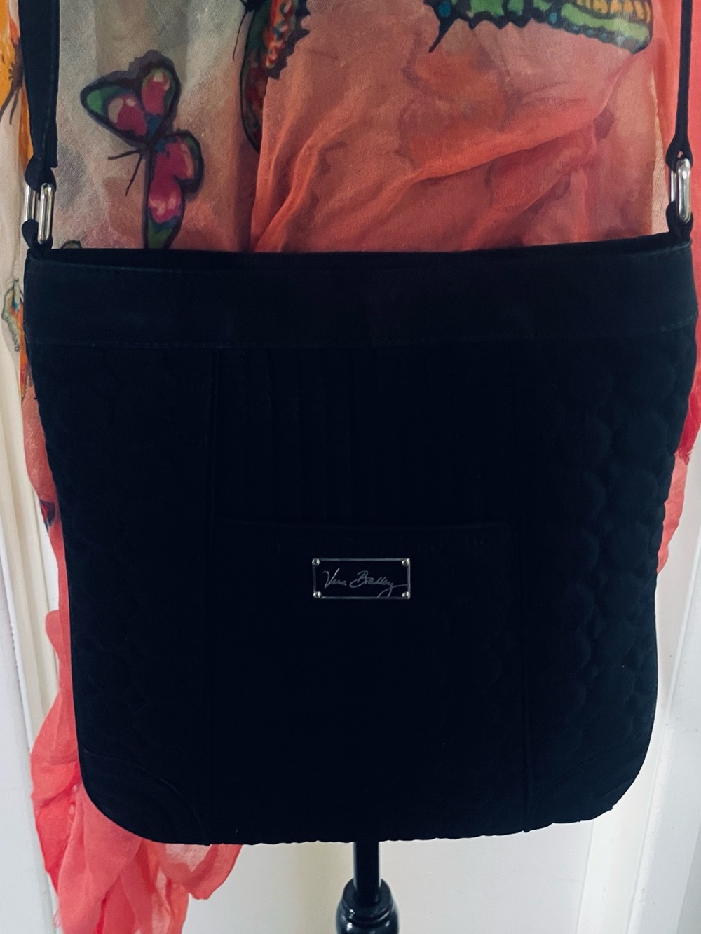 Vera Bradley Black Quilted Crossbody with Front Pocket